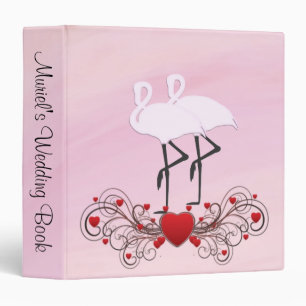 Pink Flamingos Wedding  3 Ring Binder