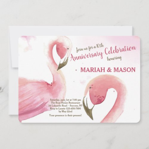 Pink Flamingos Wedding Anniversary Invitation