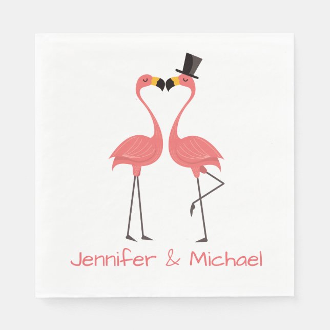 Pink Flamingos Wedding Bridal Shower Tropical Luau Napkins (Front)