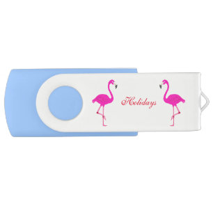 Pink flamingos with calligraphy on ivory flash drive