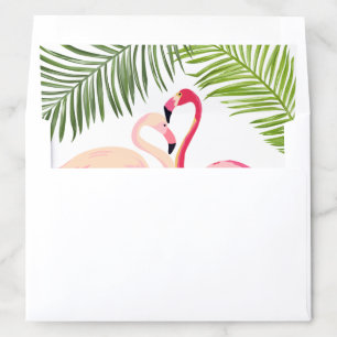 Pink Flamingos with Palm Leaves Wedding Envelope Liner