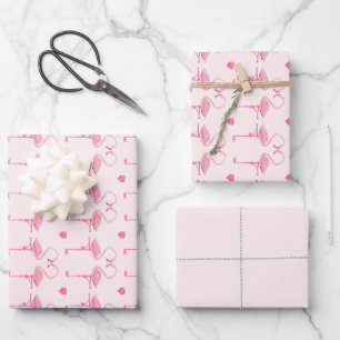 Pink flamingos wrapping paper