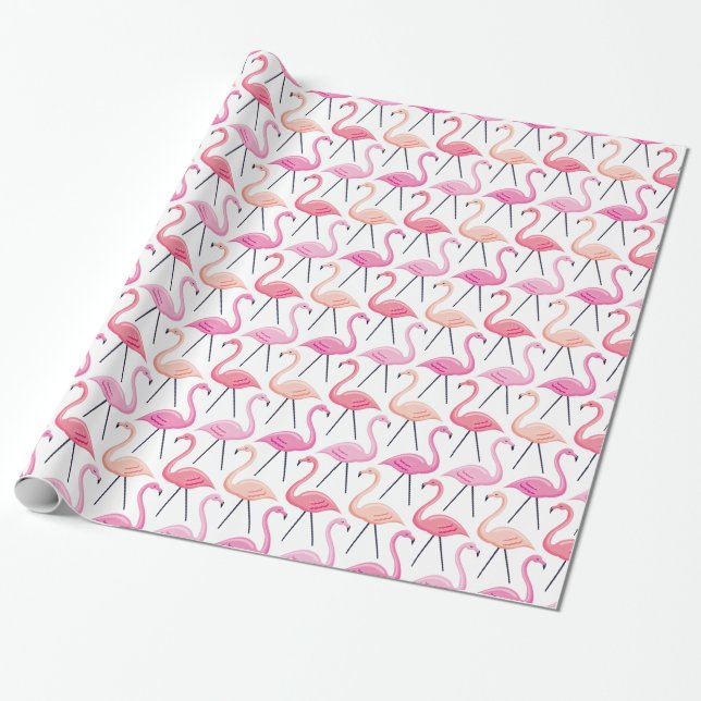 Pink Flamingos Wrapping Paper (Unrolled)