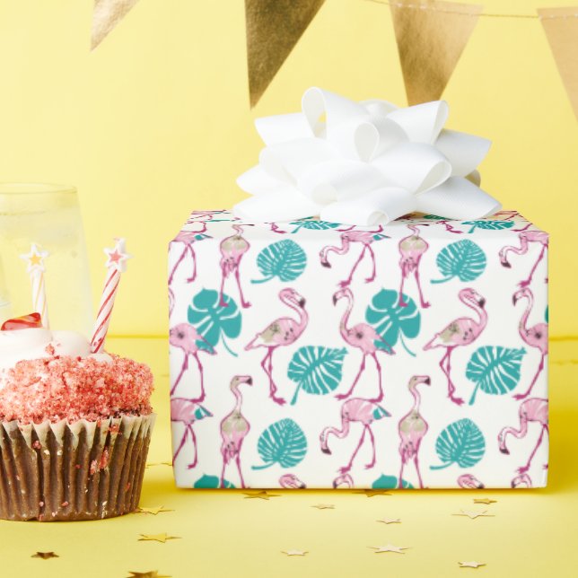 Pink Flamingos Wrapping Paper (Birthday Party)
