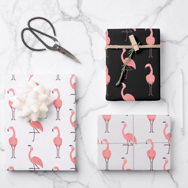 Pink Flamingos Wrapping Paper Sheets (Front)