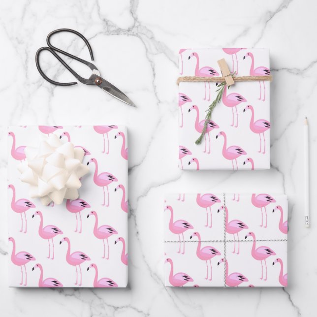 Pink Flamingos Wrapping Paper Sheets (Front)