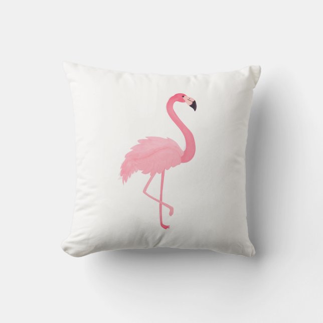 Pink Flamingp Throw Pillow (Front)