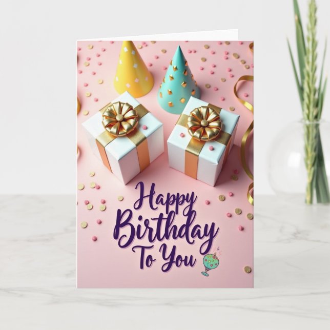 Pink Flat Lay Birthday Card (Front)
