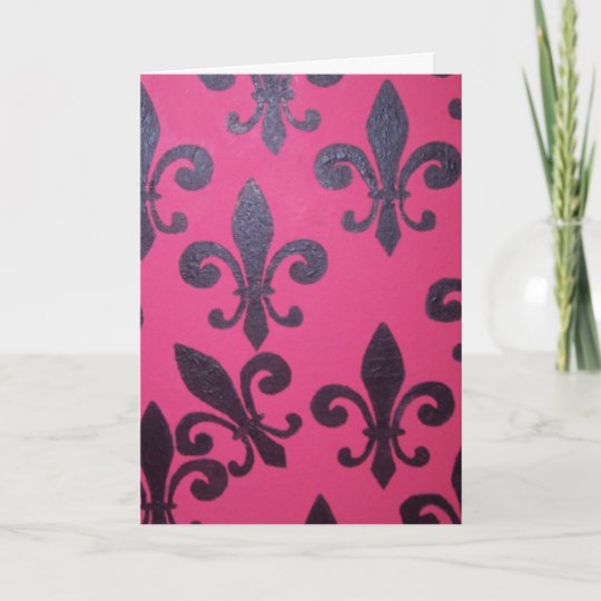 Pink Fleur De Lis Happy Birthday Card