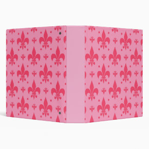 Pink Fleur-de-lis Pattern Design  3 Ring Binder