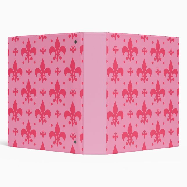 Pink Fleur-de-lis Pattern Design  3 Ring Binder (Background)