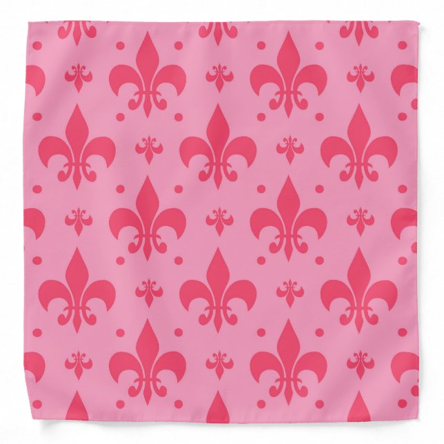 Pink Fleur-de-lis Pattern Design  Bandana (Front)