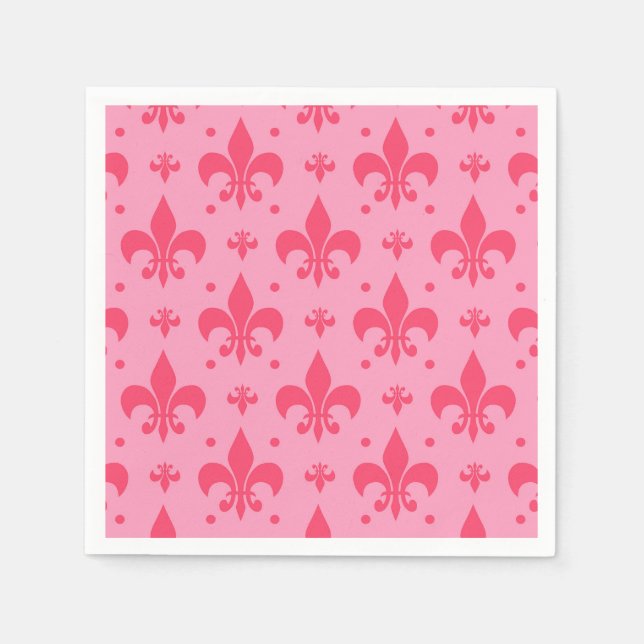 Pink Fleur-de-lis Pattern Design  Napkins (Front)
