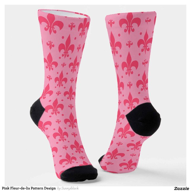 Pink Fleur-de-lis Pattern Design  Socks (Creator Uploaded)