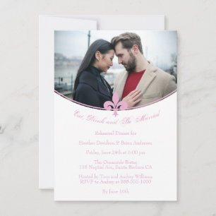 Pink Fleur de Lis Photo Rehearsal Dinner Invite