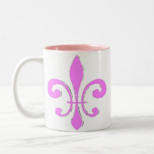 Pink Fleur De Lis Two-Tone Coffee Mug