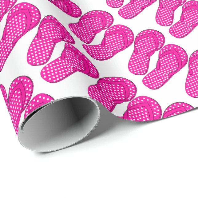 Pink flip flop beach themed wrapping paper (Roll Corner)