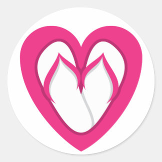 pink flip flop design 2 classic round sticker