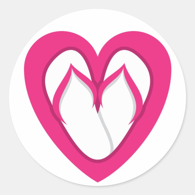 pink flip flop design 2 classic round sticker (Front)