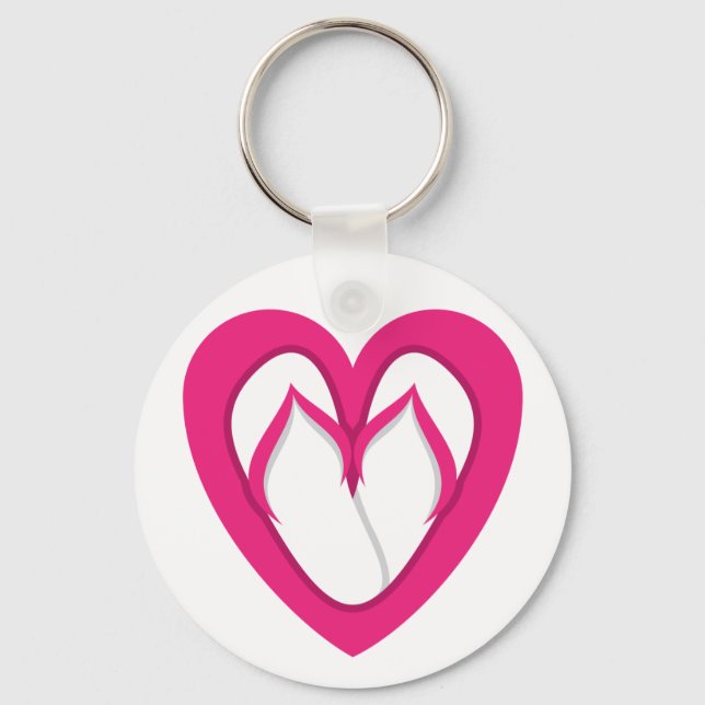 pink flip flop design 2 keychain (Front)