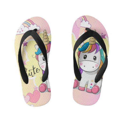 pink flip flops for girls with beautiful unicorn 