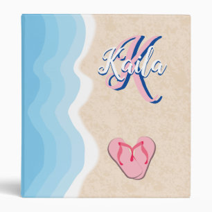 Pink Flip-flops on the Beach 3 Ring Binder