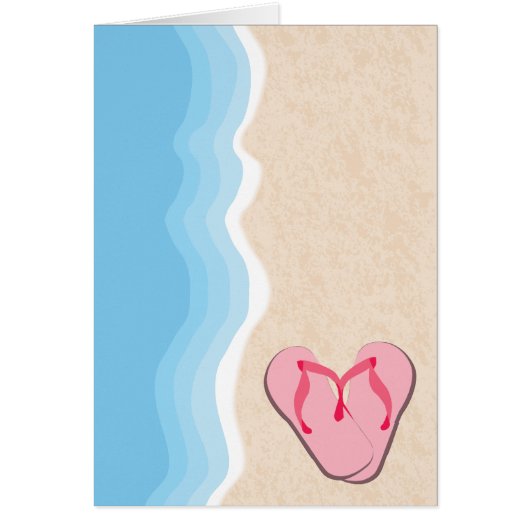 Pink Flip Flops on the Beach Card (Front)