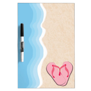 Pink Flip-Flops on the Beach Dry-Erase Board