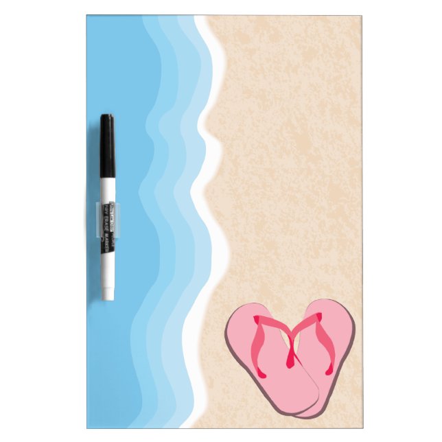 Pink Flip-Flops on the Beach Dry-Erase Board (Front)