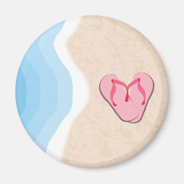 Pink Flip Flops on the Beach Magnet (Front)
