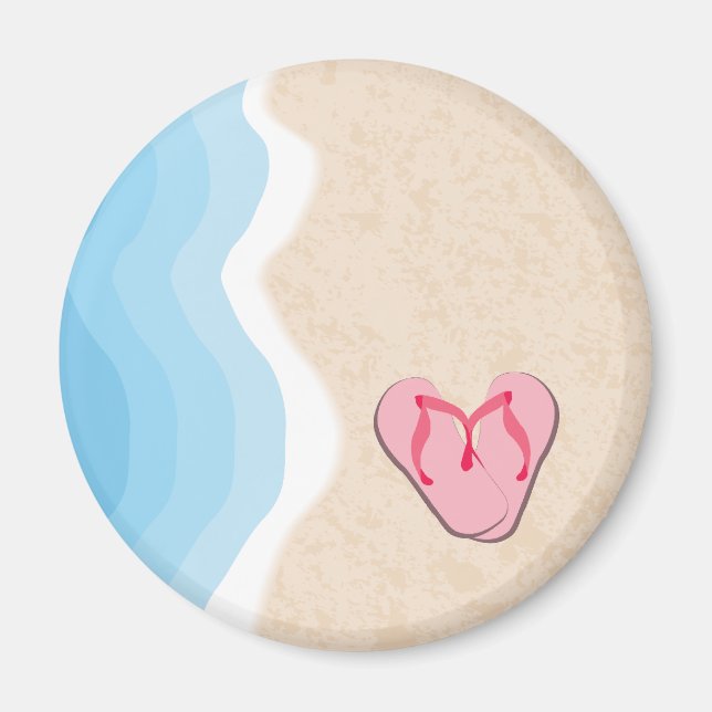 Pink Flip-Flops on the Beach Magnet (Front)