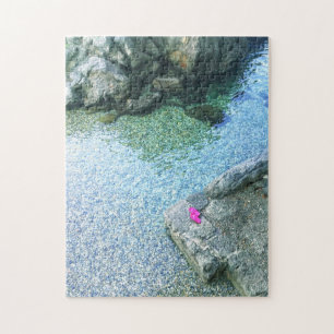 Pink Flip Flops Shoes At The Beach Rocks Photo Jigsaw Puzzle