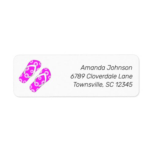 Pink Flip Flops Summer Beach Return Address Label