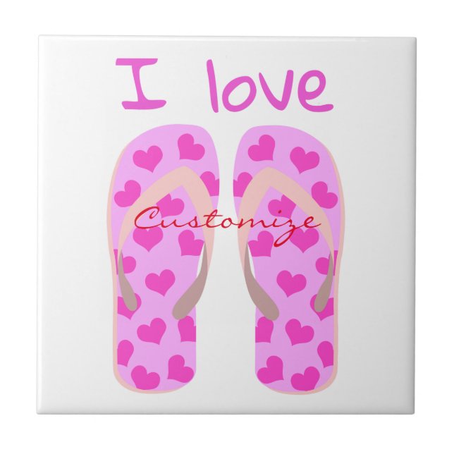 Pink Flip-Flops Thunder_Cove Ceramic Tile (Front)
