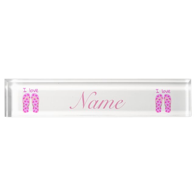 Pink Flip-Flops Thunder_Cove Desk Name Plate (Front)