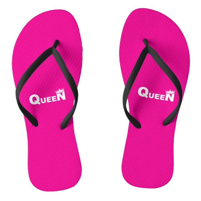 Pink flip-flops with 'Queen' – beach style Flip Flops (Footbed)