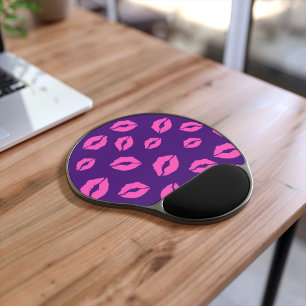  Pink Flirty Kiss Lips on Purple  Gel Mouse Pad