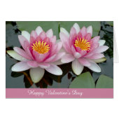 Pink Floating Waterlily Lotus Valentine's Day Card (Front Horizontal)