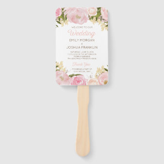 Pink Flora Wedding Program Fan