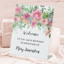 Pink Floral 100th Birthday Party Welcome Pedestal Sign
