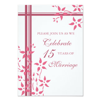 Pink Floral 15th Anniversary Party Invitation
