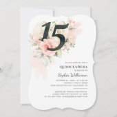 Pink Floral 15th Birthday Quinceanera Party Invitation (Front)