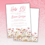 Pink Floral 18th Birthday Party Invitation<br><div class="desc">Simple pink floral 18th birthday party invitation for a fun birthday party. Age can be changed.</div>
