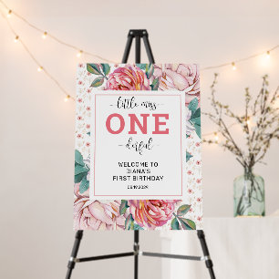Pink Floral 1st Birthday Welcome Foam Board