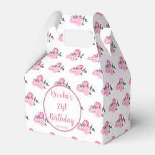 Pink Floral 21st Birthday Favor Boxes