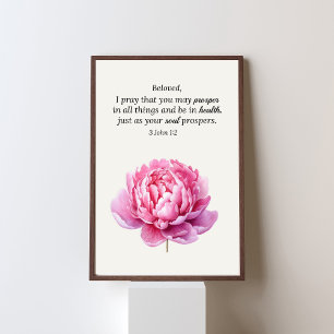 Pink Floral 3 John 1:2 Scripture Christian Poster