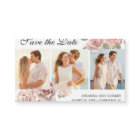 Pink Floral 3 Photo Wedding Magnetic Save the Date