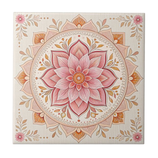 Pink Floral 4.25" Tile To Brighten Any Space (Front)