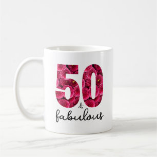  Pink Floral 50 and Fabulous 50th Birthday Party Coffee Mug