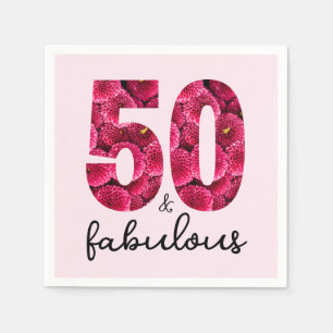  Pink Floral 50 and Fabulous 50th Birthday Party Napkins